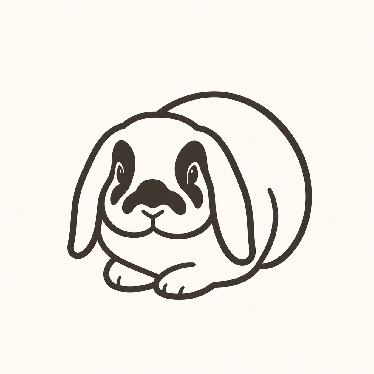 Lop-eared rabbit in Thread Outline — rendered artwork