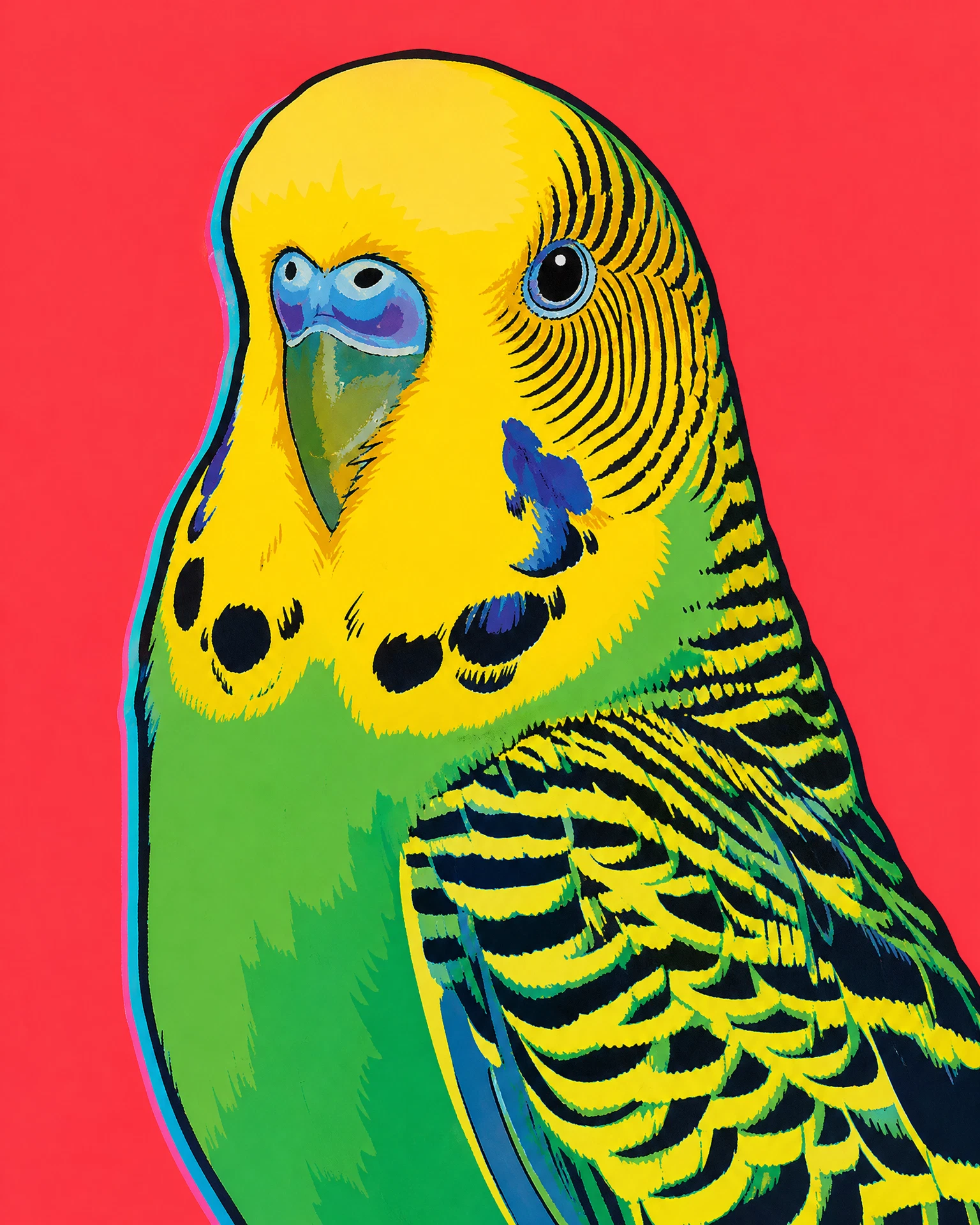 Budgerigar rendered in Pop Art