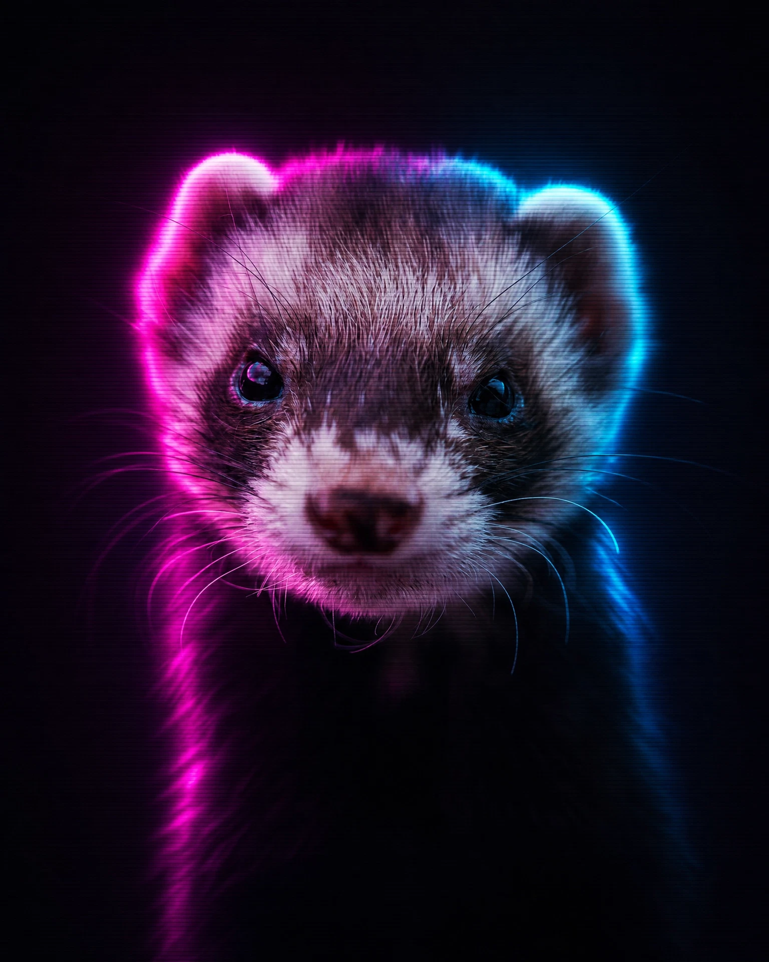 Ferret rendered in Midnight Neon