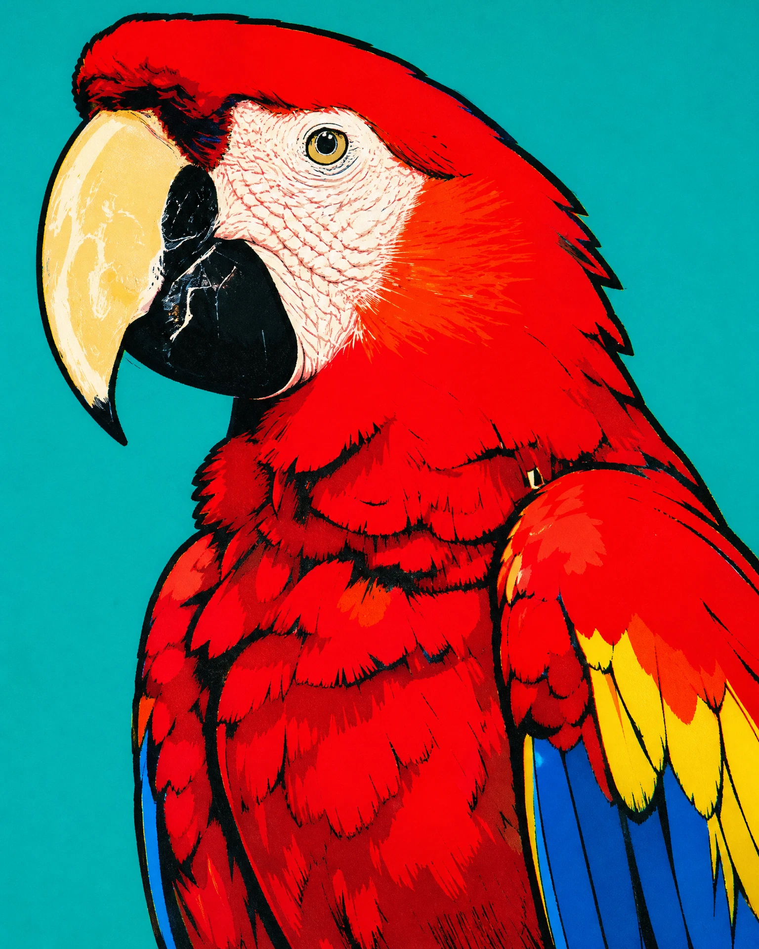 Scarlet macaw rendered in Pop Art