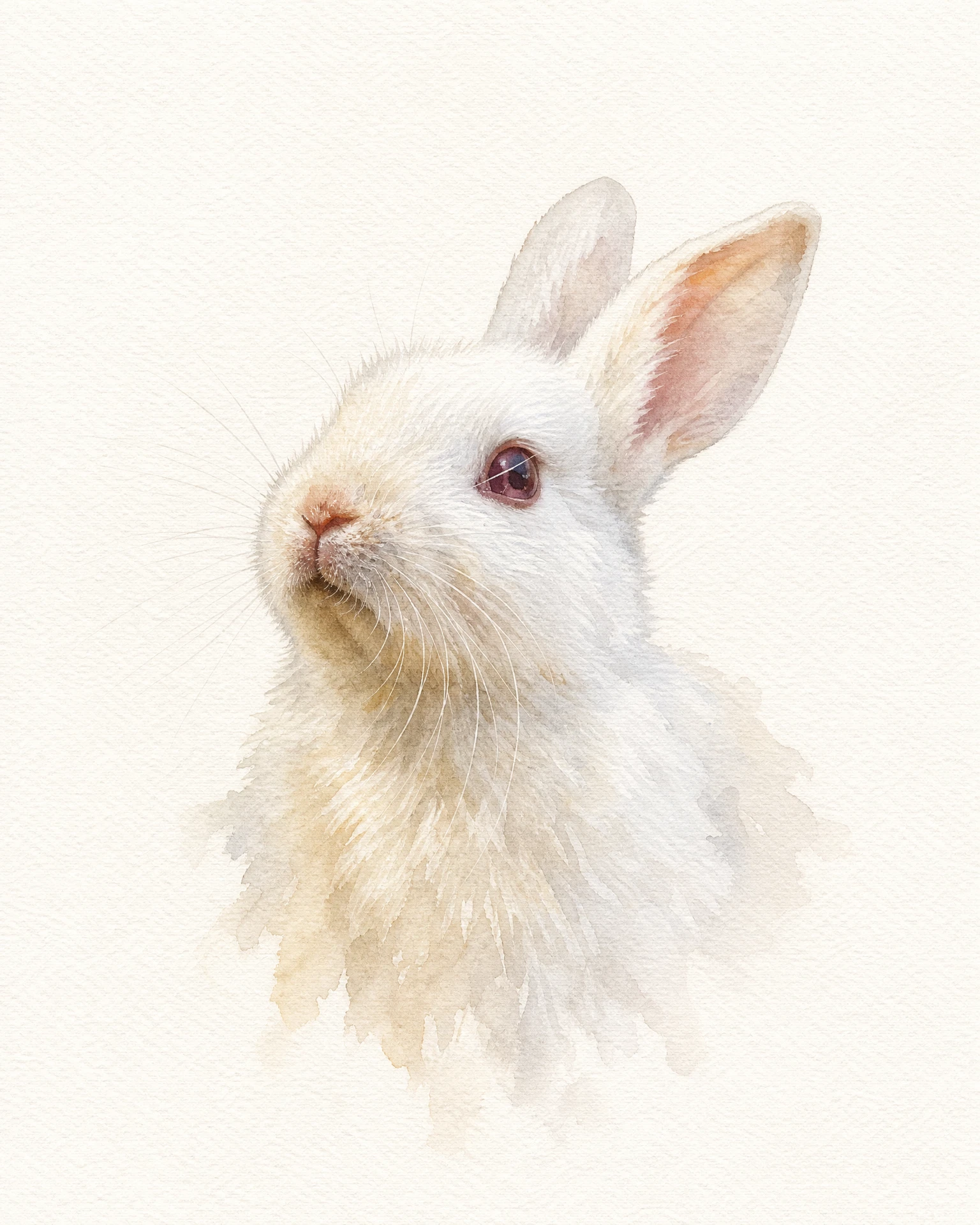White rabbit rendered in Soft Watercolour