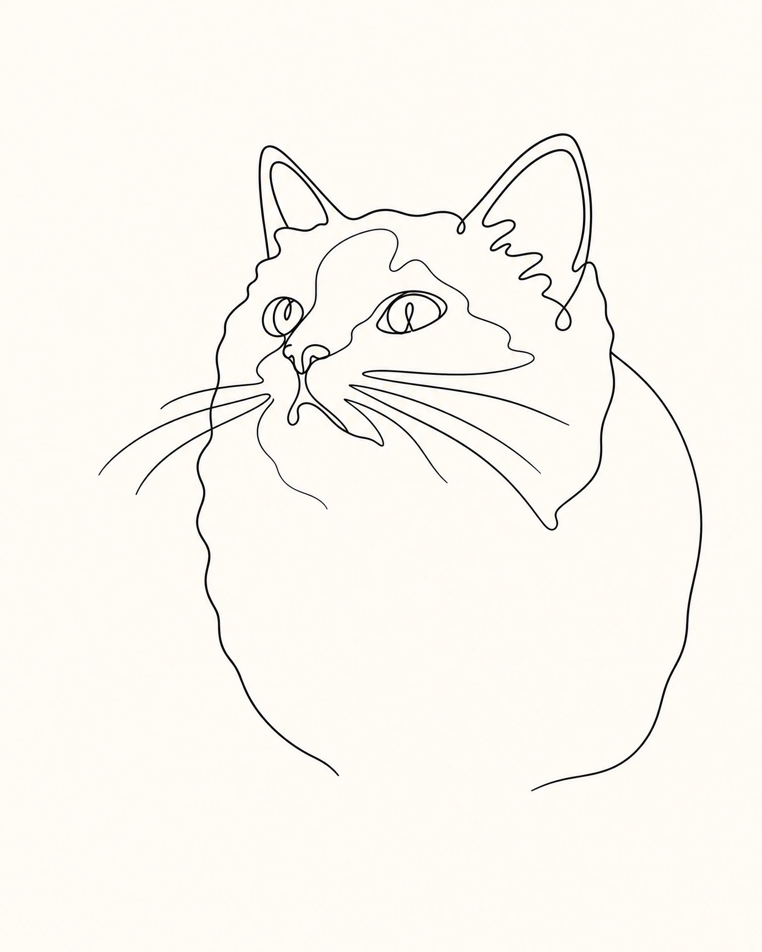 Siamese cat rendered in Single Line
